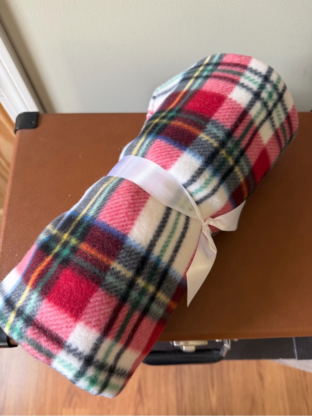 Old Navy Red & White Plaid Holiday Throw Blanket